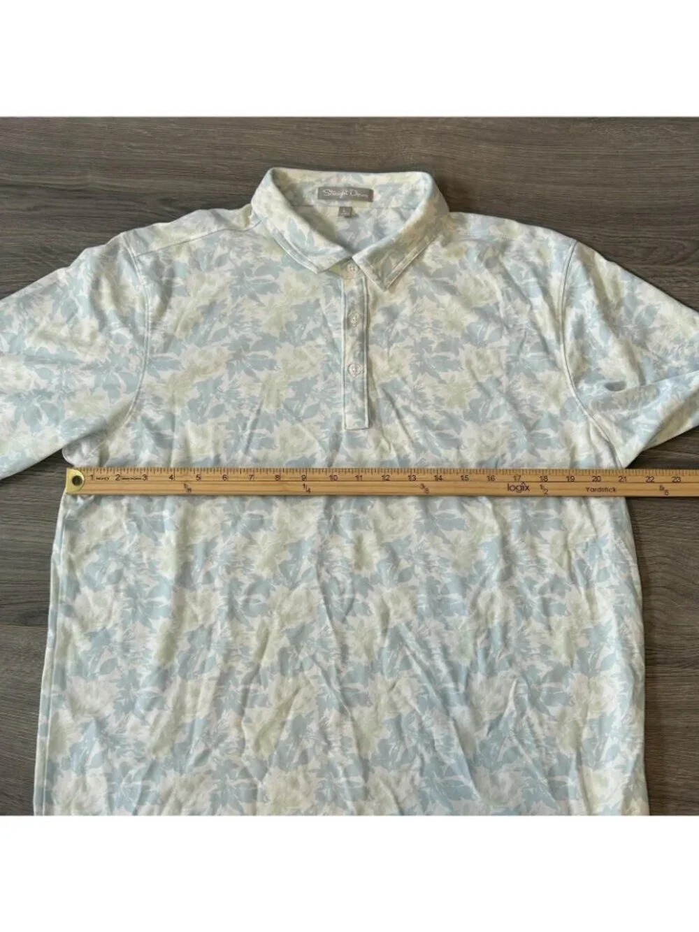 Straight Down Polo Shirt Mens Large Blue Floral The Farms Golf Pima Cotton Blend